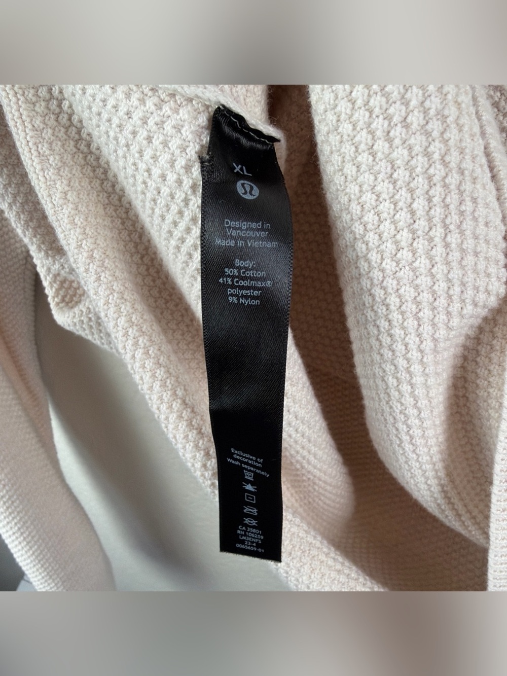 Lululemon Textured Knit Crewneck Sweater Beige Men’s Extra Large - Picture 5 of 7